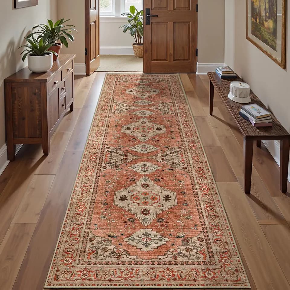 Tangsoo Boho 2.6x8 Washable Runner Rugs for Hallway, Runner Rug Non Slip