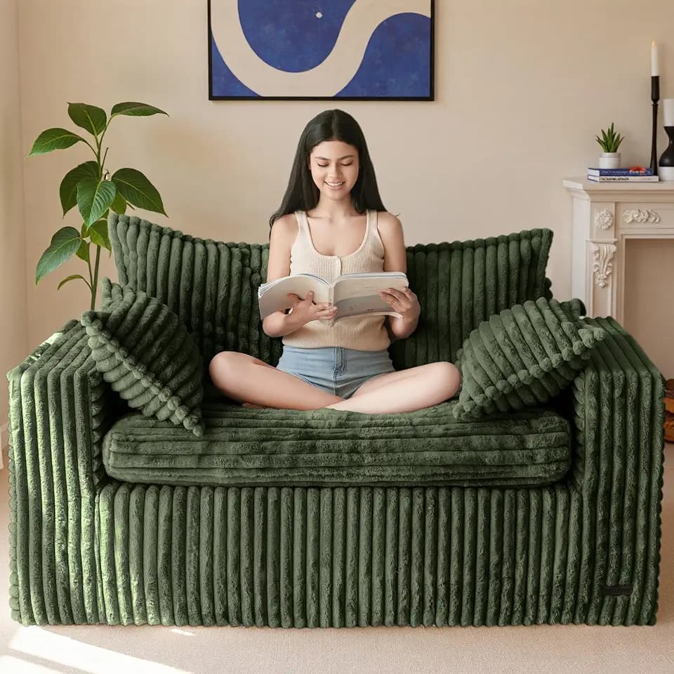 MAXYOYO Boneless Couch, 59-Inch Couch in a Box, Deep Loveseat