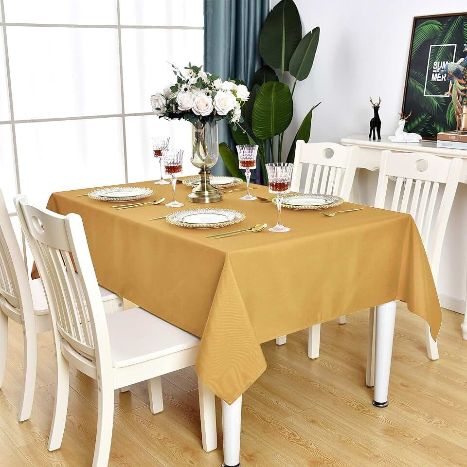 Gold Rectangle Tablecloth Waterproof Table Cloth, 54 x 78 inch