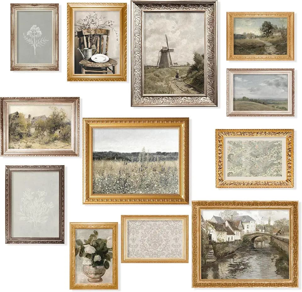 97 Decor Vintage Farmhouse Wall Art, 12 Pcs Landscape Prints, Unframed