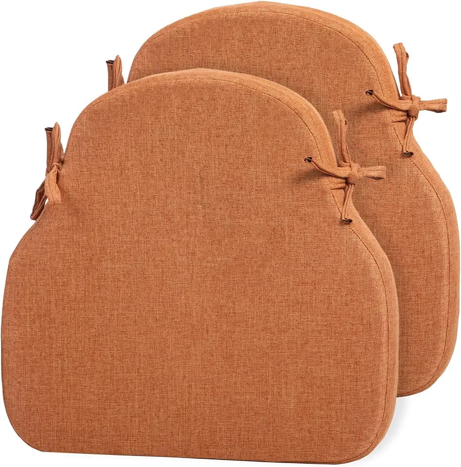 Burt Orange Winsor Chair Cushions Seat Pads with Ties Set of 2