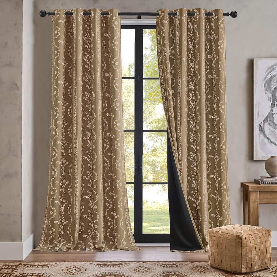 LIMON HOME Brown Blackout Curtains 84 inches Long for Living Room Bedroom,Soundproof Window Treatment Black Out Drapes for Dining Room,Set of 2 Panels
