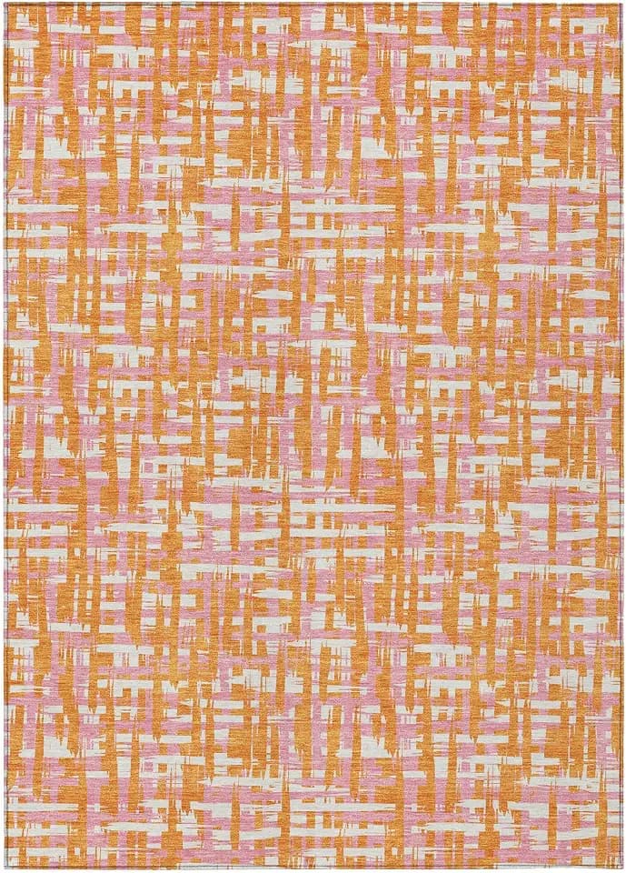 Addison Rugs Chantille ACN1060 Orange 3' x 5' Indoor Outdoor Area Rug, Easy Clean, Machine Washable, Non Shedding, Bedroom, Entry, Living Room, Dining Room, Kitchen, Patio Rug