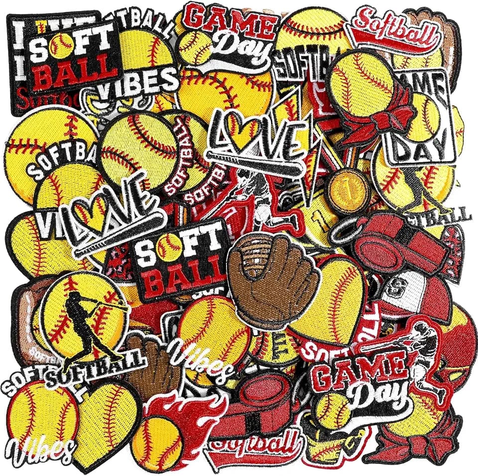 Hunnmingre 72 Pcs Softball Iron on Patches Bulk Embroidered Chenille