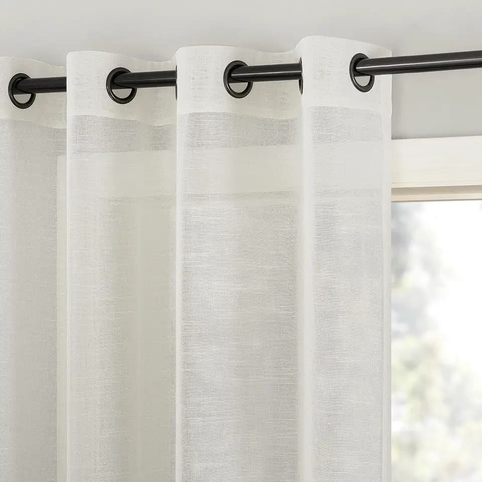 Archaeo Slub Textured Linen Blend Grommet Top Curtain, 52" W x 95" L, Ivory