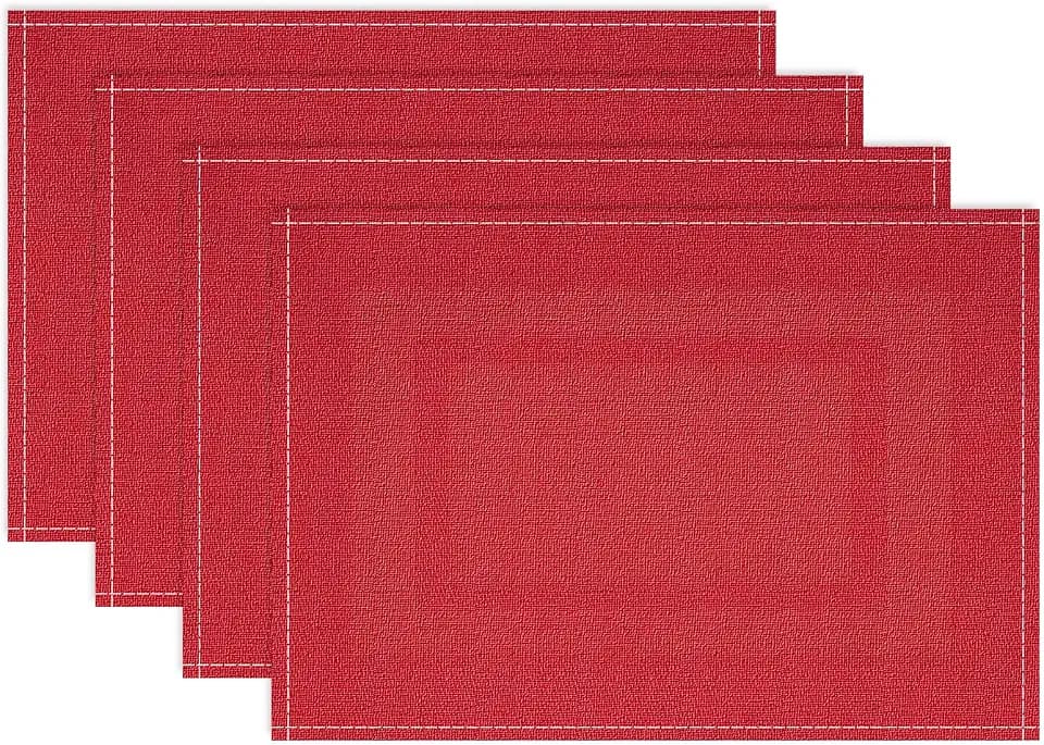 Niviy Christmas Placemats, Placemats Set of 4 Washable, Red 12" x 18"