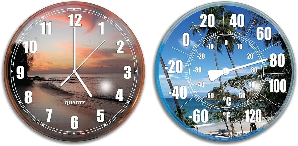 SWIMLINE HYDROTOOLS Poolside Wall Clock and Thermometer Combo Set