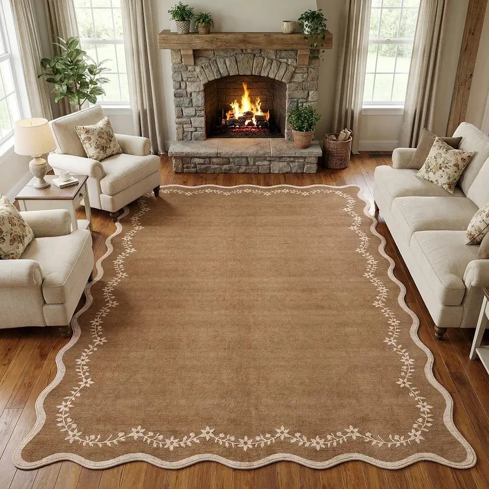 GarveeHome 6x9 Scalloped Area Rug Soft Washable Rug for Living Room Bedroom