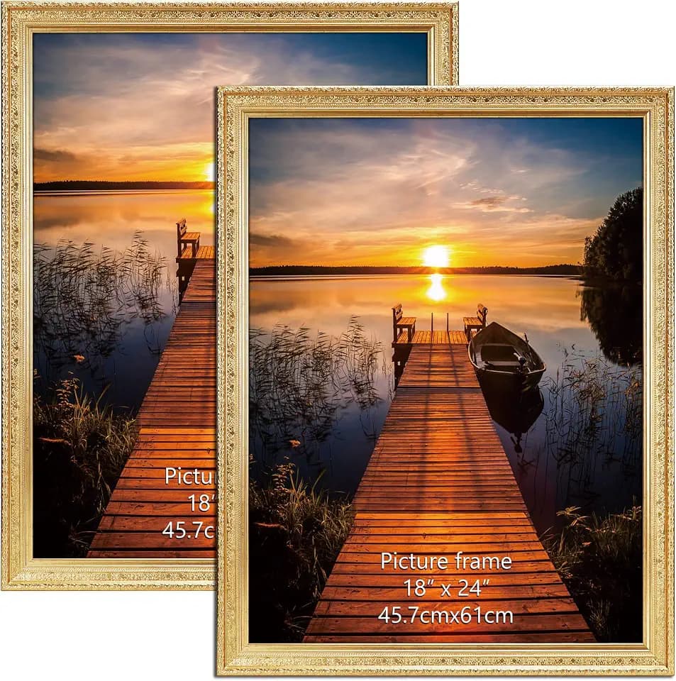 Edenseelake 18x24 Picture Frames Set of 2, Vintage Gold 18 x 24 Poster Frame For Wall Hanging Vertical and Horizontal