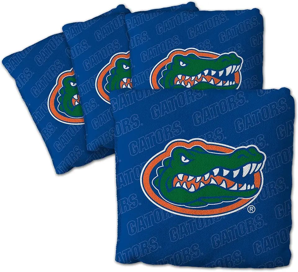 YouTheFan Officially-Licensed NCAA Set of 4 Cornhole Bags - All Weather Regulation 6” x 6” Size - 16oz Weight - Designed in USA