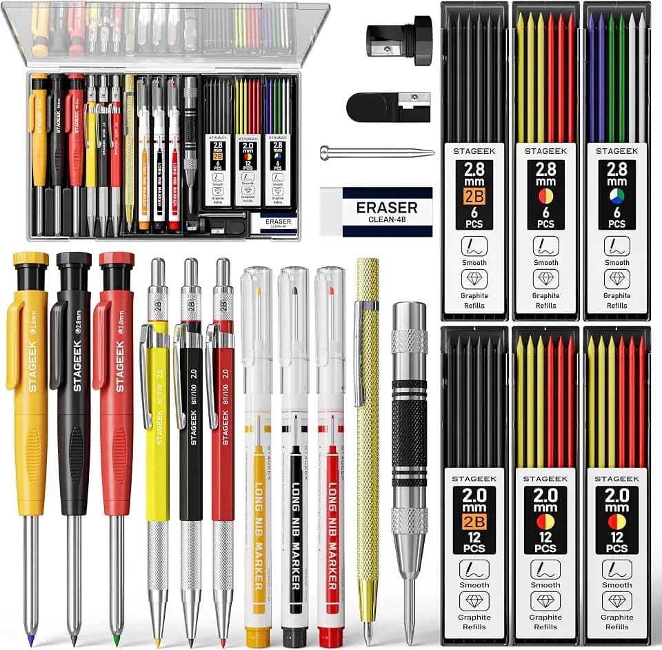 STAGEEK 22 Pack Carpenter Pencil Set with Sharpener