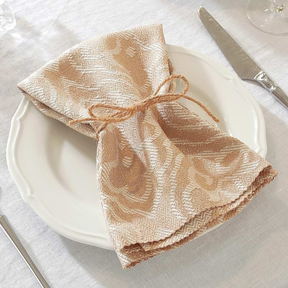 17x17 Beige Elephant Linen Napkins Set of 12 Washable Party Decor