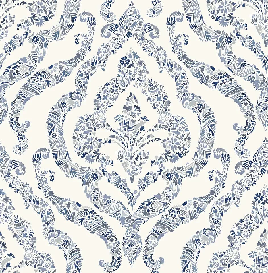NuWallpaper NUS3547 Guildford Peel & Stick Wallpaper, Blue