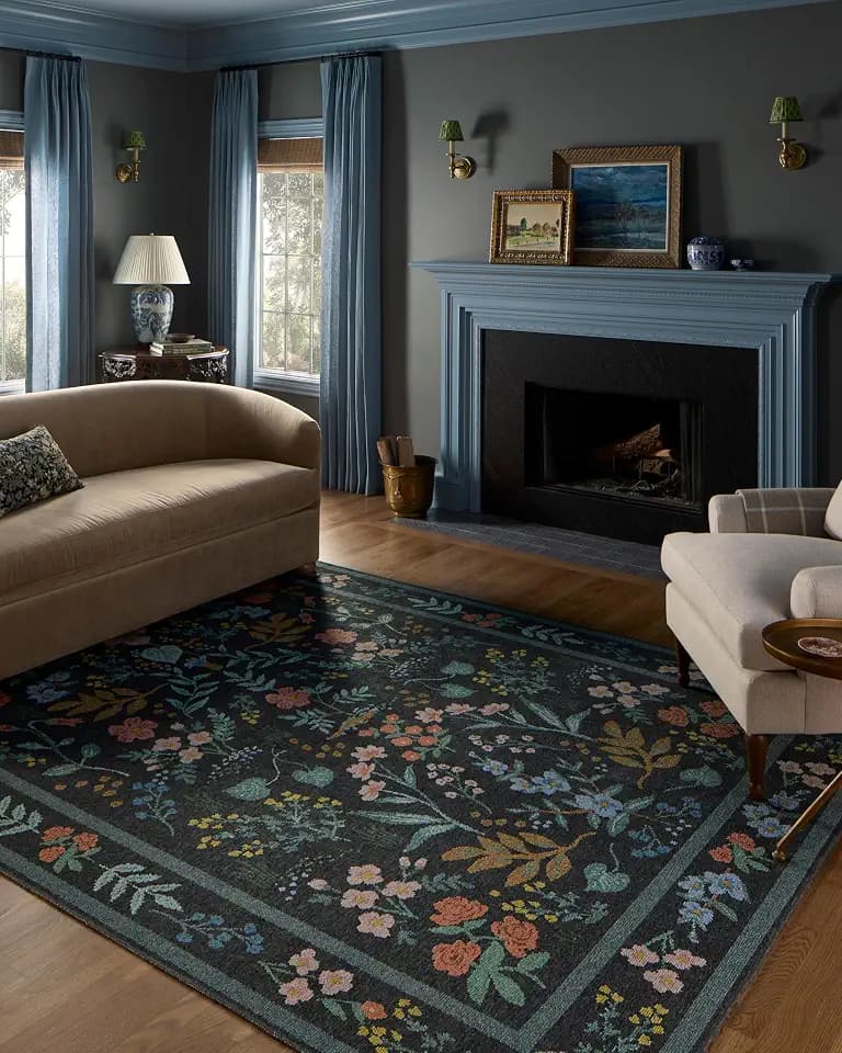 Loloi Rifle Paper Co Wildwood Charcoal 3'-9" x 5'-6" Accent Rug
