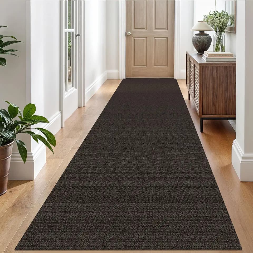 EARTHALL Washable Runner Rug, Non Slip Hall Runner, 3x10 Ft, Taupe/Coffee