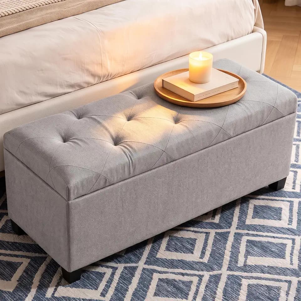 DUMOS Storage Ottoman Bench, 43.3 Inch End of Bed Bench for Living Room