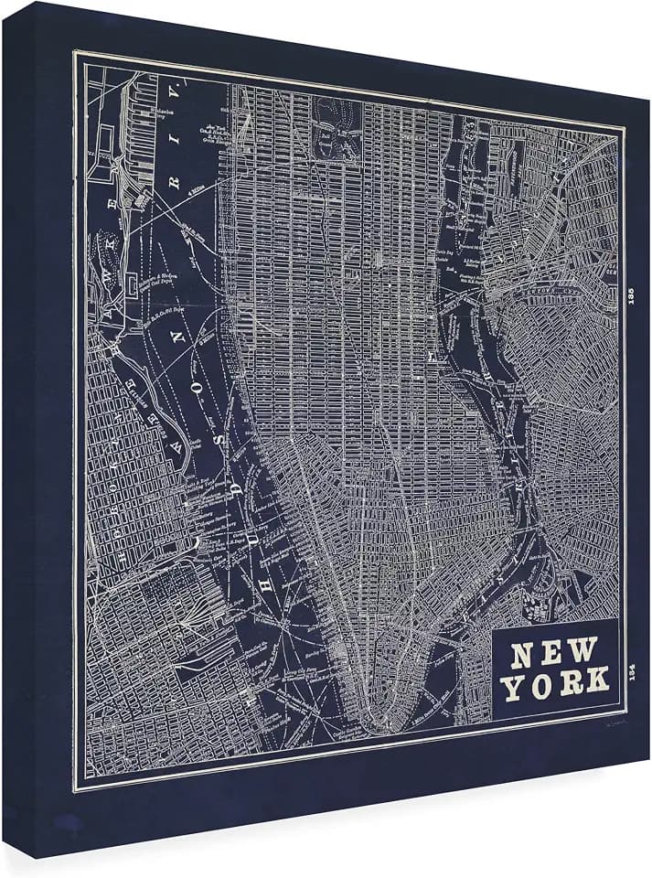 Trademark Fine Art - 'Blueprint Map New York Square' Canvas Art - 24x24