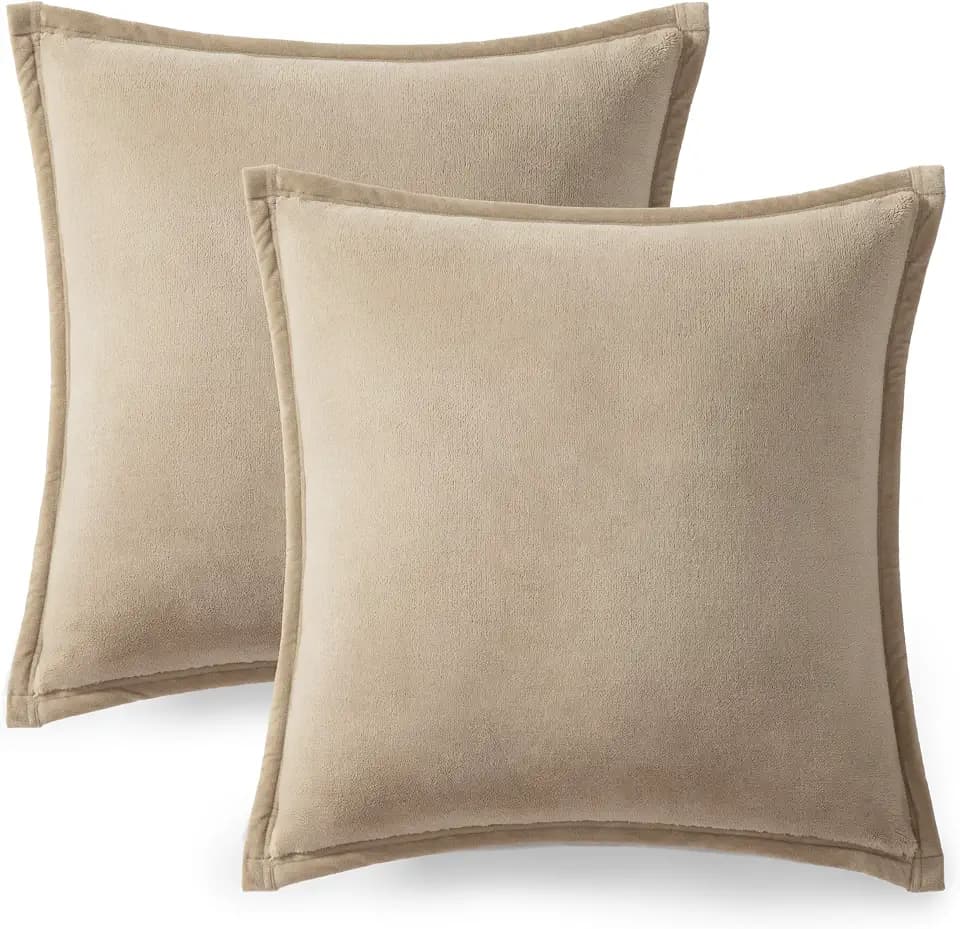 UGG Coco 2-Pack Decorative Pillows, Luxury Fleece, Beige (Mustard Seed)