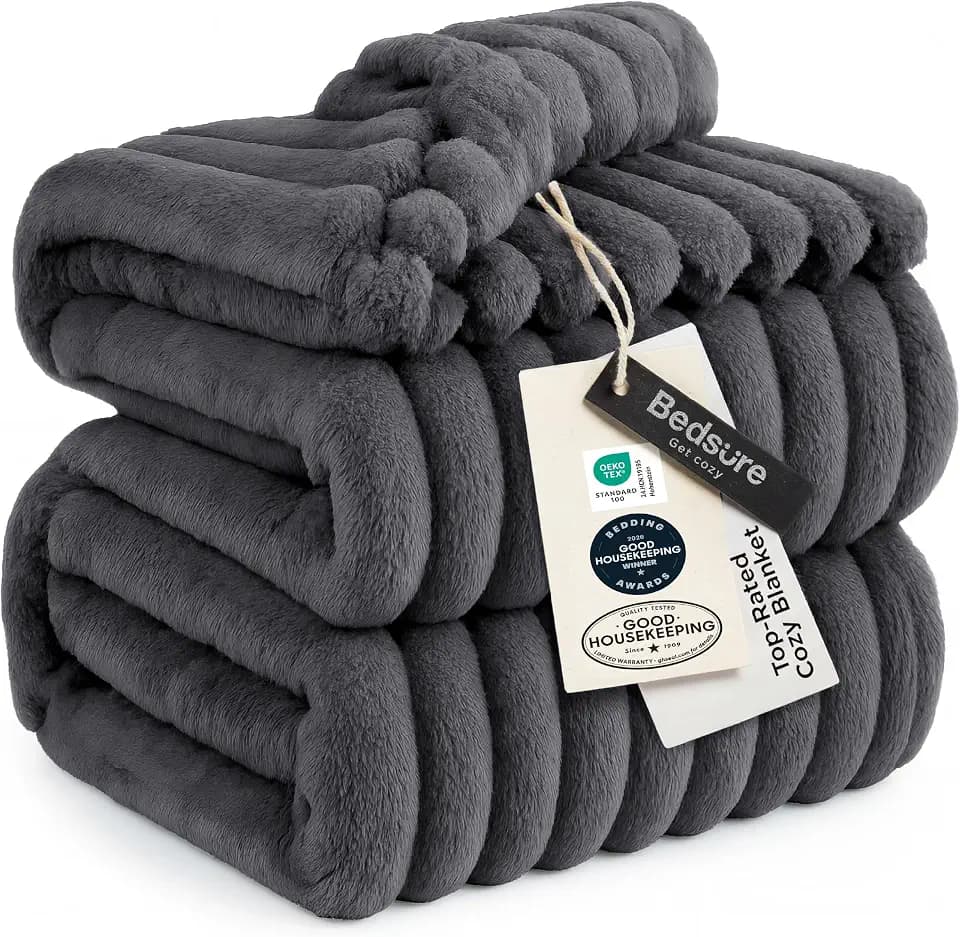 Bedsure Soft Cal Size Blanket for Bed Grey 102"x96"