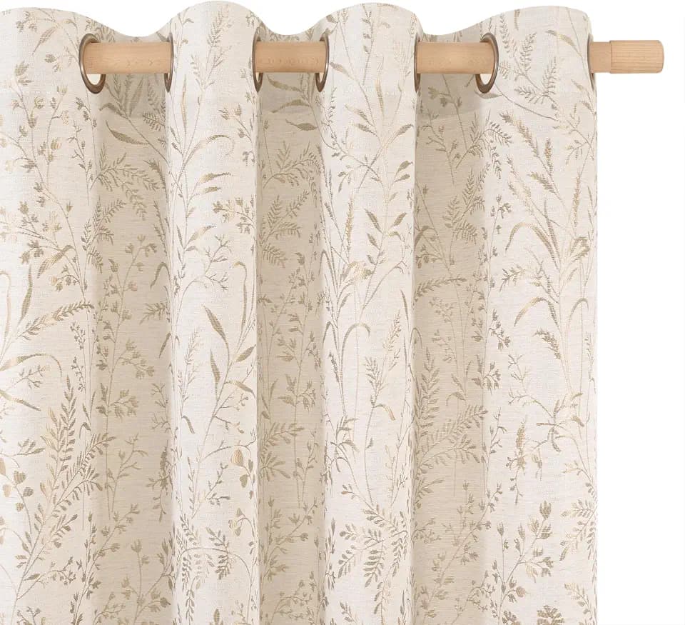 BGment Beige Linen Curtains for Living Room 90 Inch Length 2 Panels