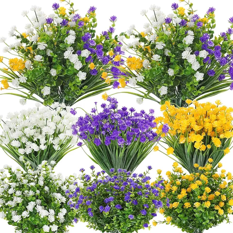 WILLBOND 36 Bundles 36 Bundles Artificial Flowers, Yellow, Purple, White