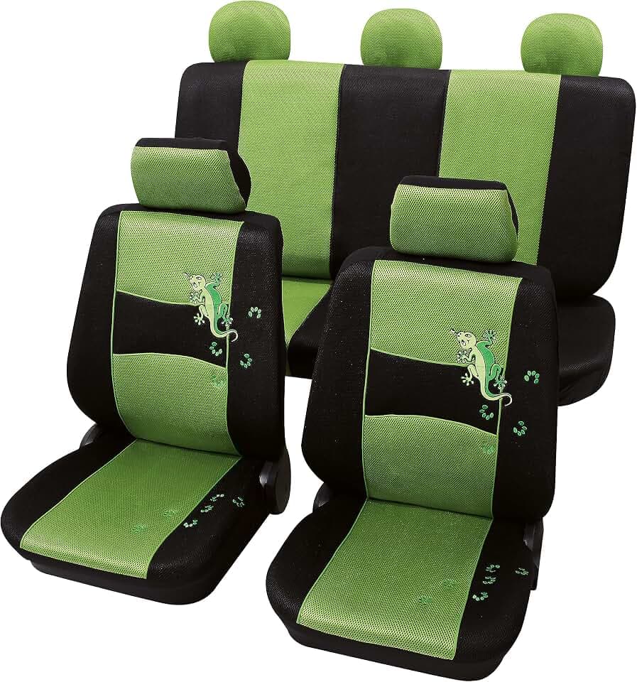 PETEX Auto Sitzbezüge Universal Komplett Set 11-teilig - Gecko grün, Eco Class mit SAB 1 Vario