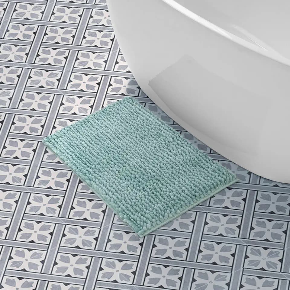 Laura Ashley Butter Chenille Bath Rug, Absorbent Shaggy Bathroom Mat, Non Slip Plush Carpet Rugs for Tub and Sink - (17" x 24") Sage Green