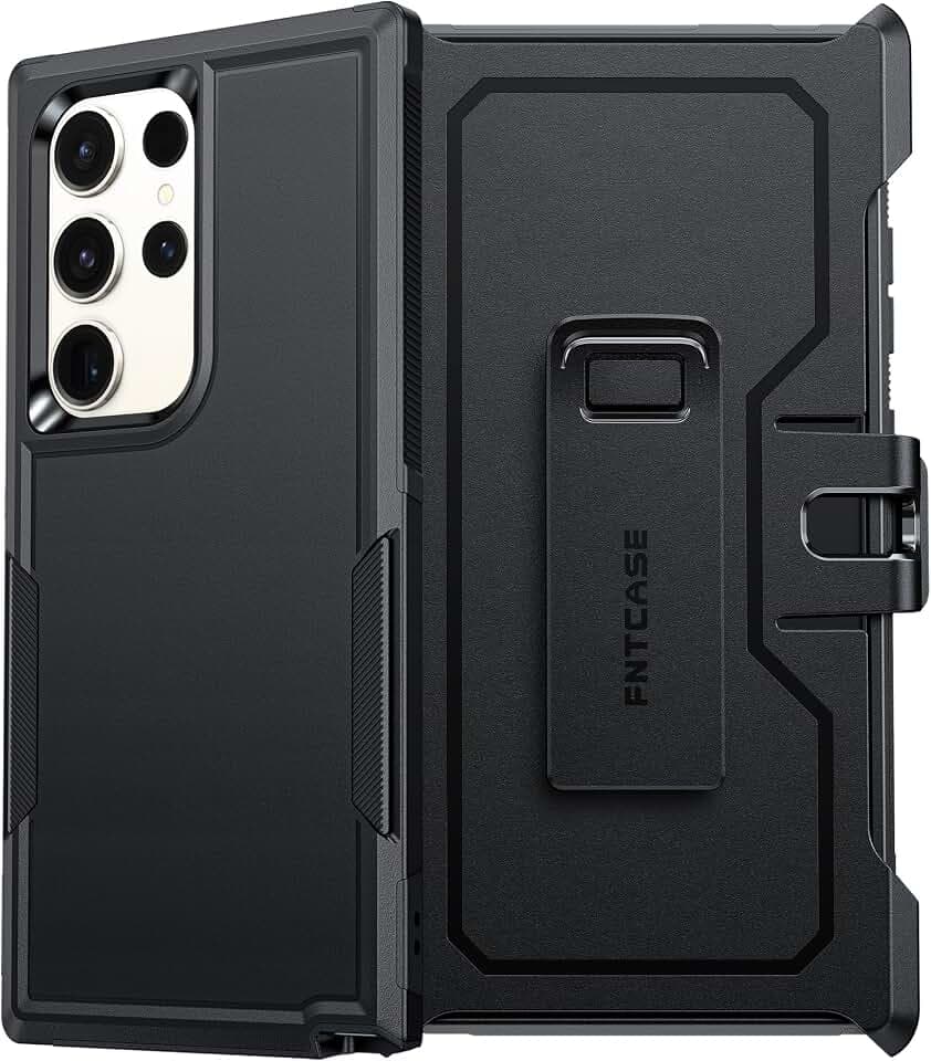 FNTCASE for Samsung Galaxy S23-Ultra Case: Dual Layer Cover with Belt-Clip