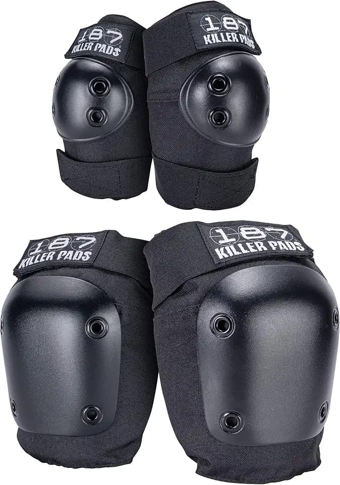 187 Killer Pads Knee Pads, Elbow Pads Combo Pack, Black, Small/Medium