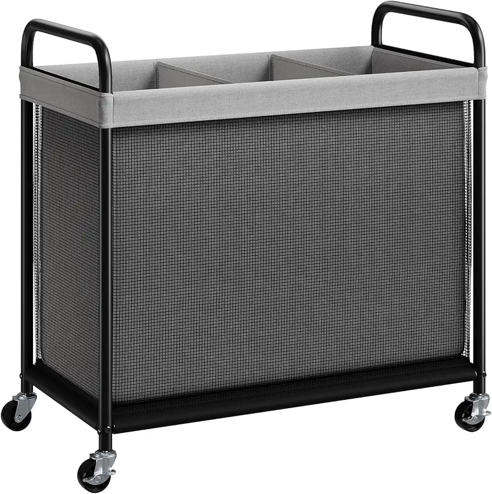 ELYKEN Laundry Hamper 3 Section, 120L Rolling Laundry Sorter with Wheels