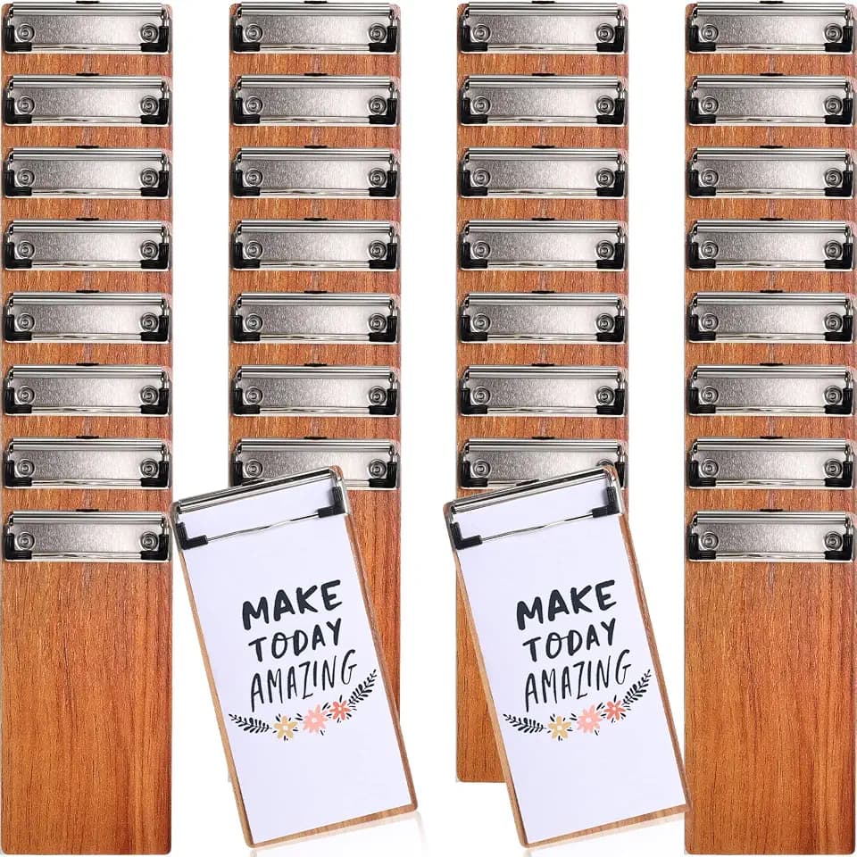 Epakh 30 Pcs Mini Clipboard Wood Check Presenters Restaurant Clipboards