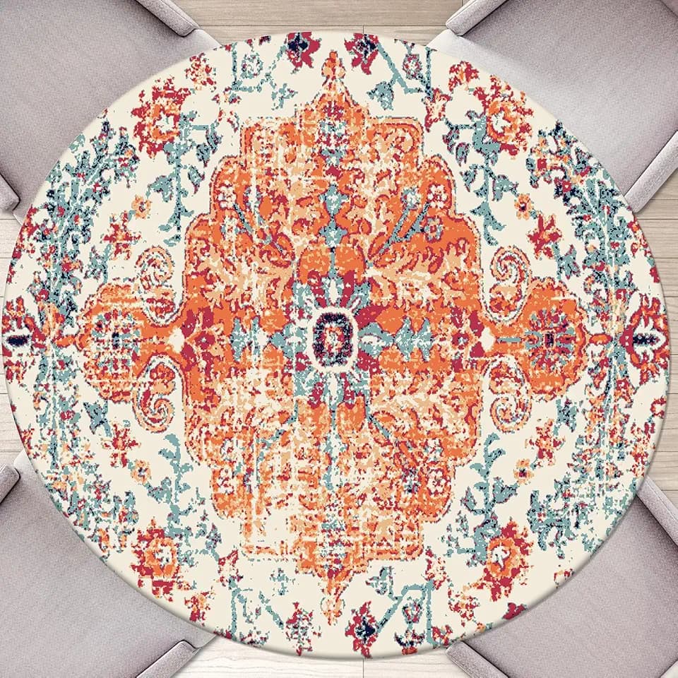 Round Fitted Tablecloth with Elastic Round Outdoor Tablecloths Fitted Table Covers for Tables Waterproof Reusable Vinyl Tablecloth for Indoor and Outdoor (44-48in)