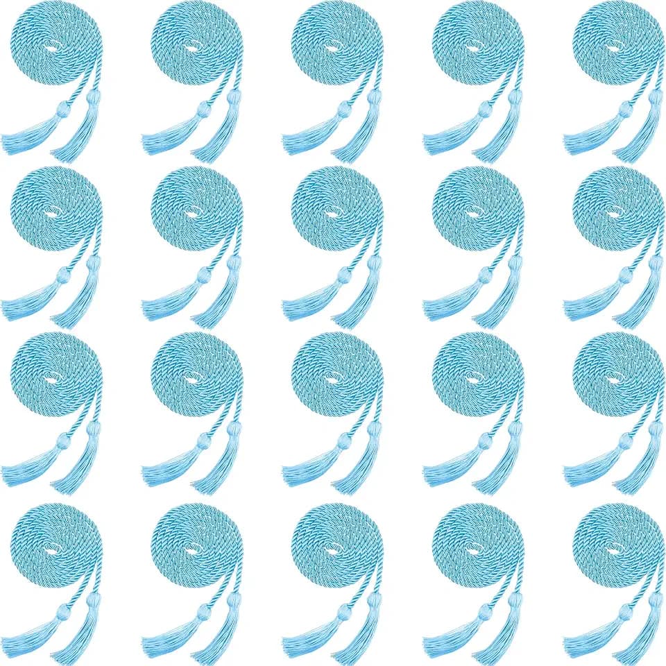 20 Pack Graduation Cords Yarn Honor Cords with Tassel for College Graduation Students (Sky Blue)