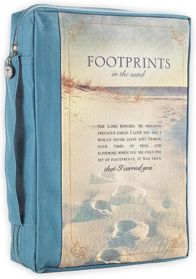 Christian Art Gifts Polyester Bible Cover for Men and Women: Footprints