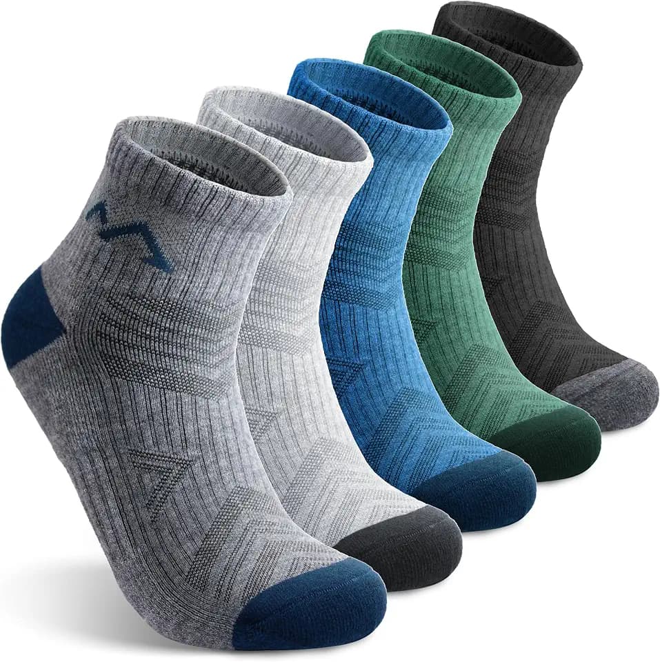 innotree Merino Wool Hiking Socks for Men Quarter Ankle Socks, 5 Pairs