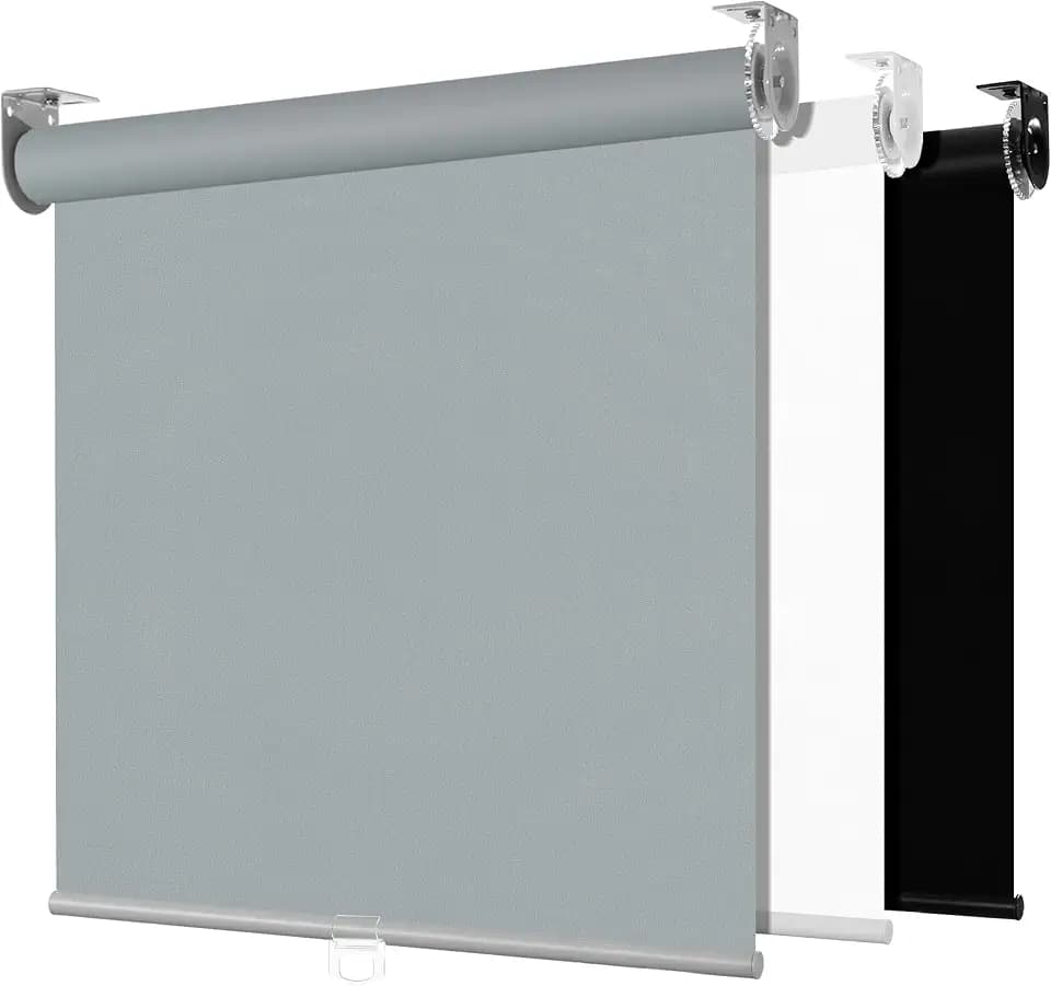 Boolegon Blackout Roller Shades for Windows, Gray, 21" W x 48" H
