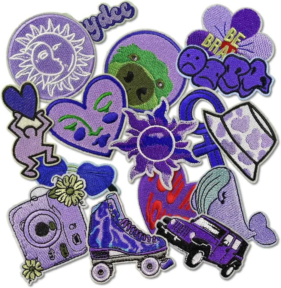 Kawaii Cartoon Iron On Patches, Cute Decor Patches for Backpacks, Embroidery Applique Aesthetic Stuff for Clothing, Jackets, Jeans, Hats (Cute12 16 Pcs)