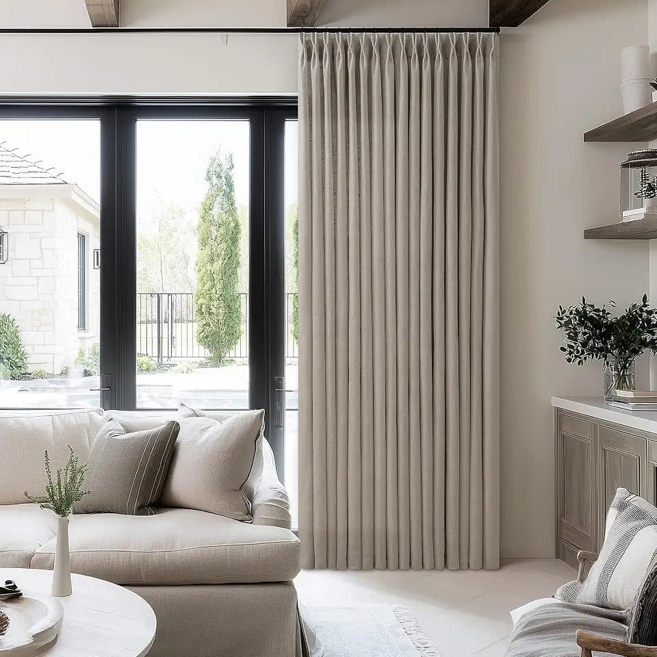 70 Inch Width Taupe Curtains 90 Inches Long Linen Pinch Pleated