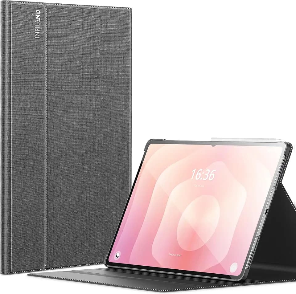 INFILAND Hülle für Galaxy Tab S11 Ultra & S12 Ultra, 14,6 Zoll, Multi-Winkel-Ständer, Auto Wake/Sleep (Grau)