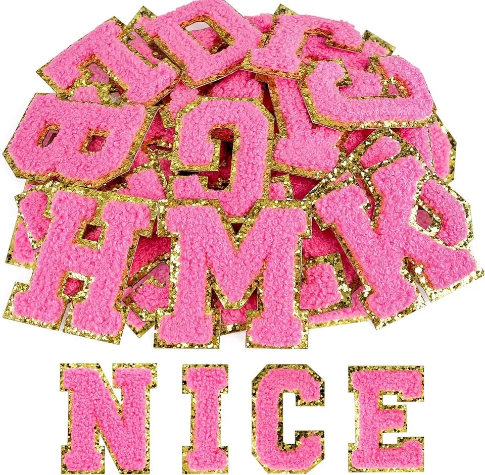 ASTARON 52 Pcs Self Adhesive Letter Patches Chenille Stickers Cloth Patch
