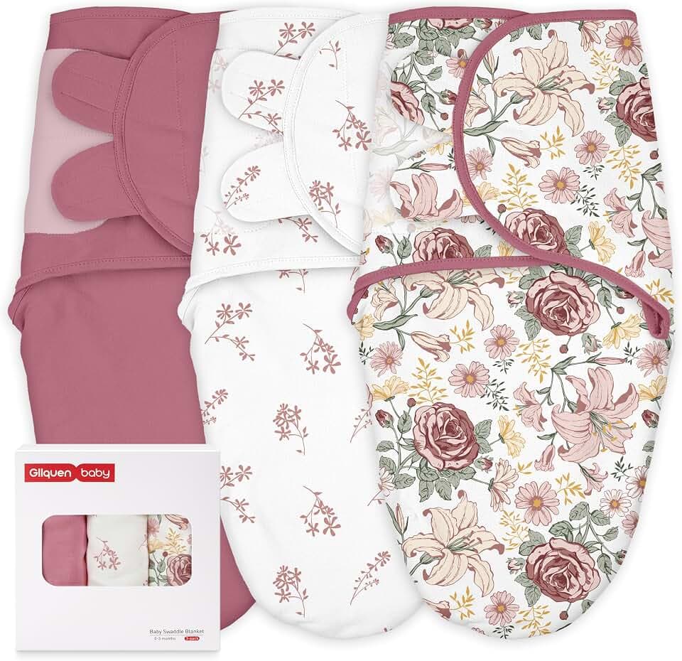 GLLQUEN BABY Swaddles for Newborns 0-3 Months, Adjustable & Easy Fastener