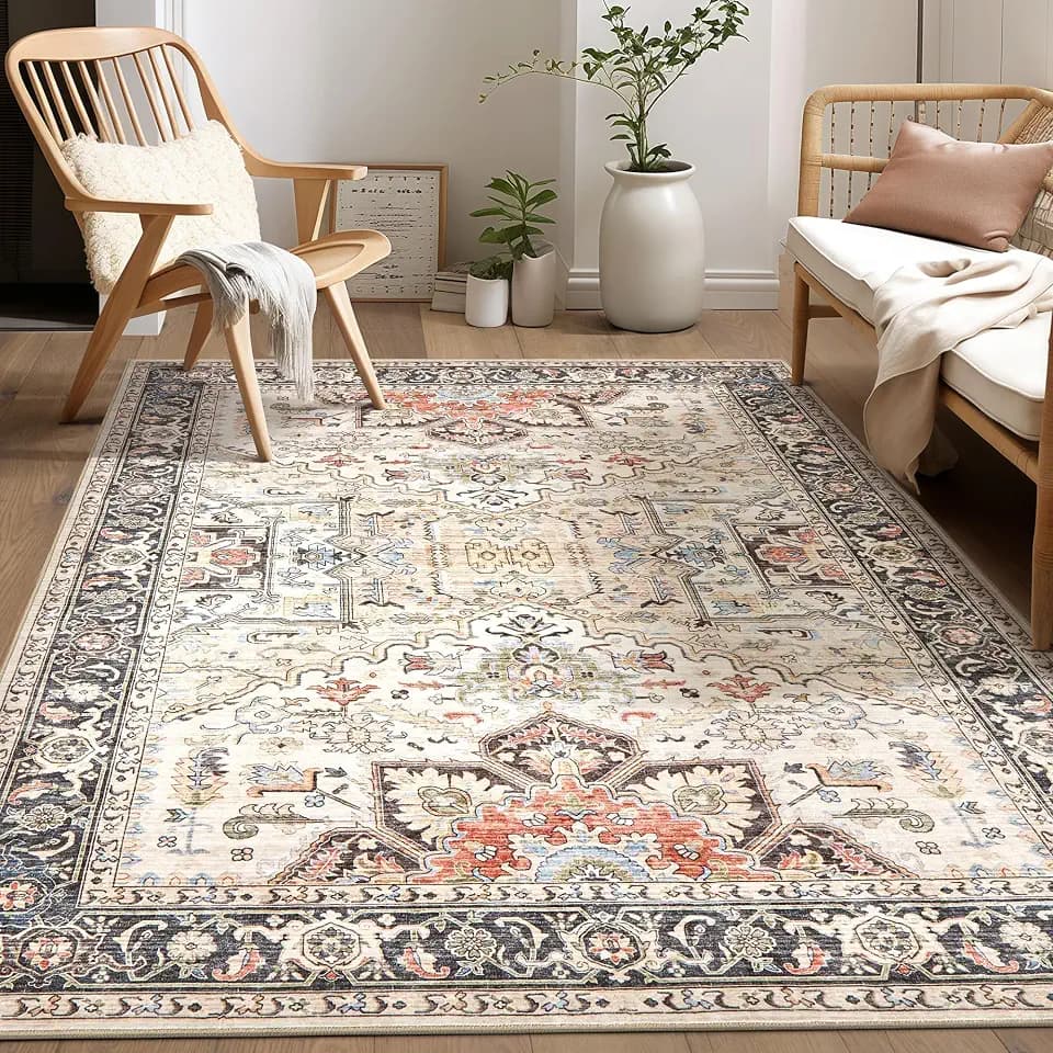Vintage 6x9 Rugs for Living Room Washable Area Rug Multi Color