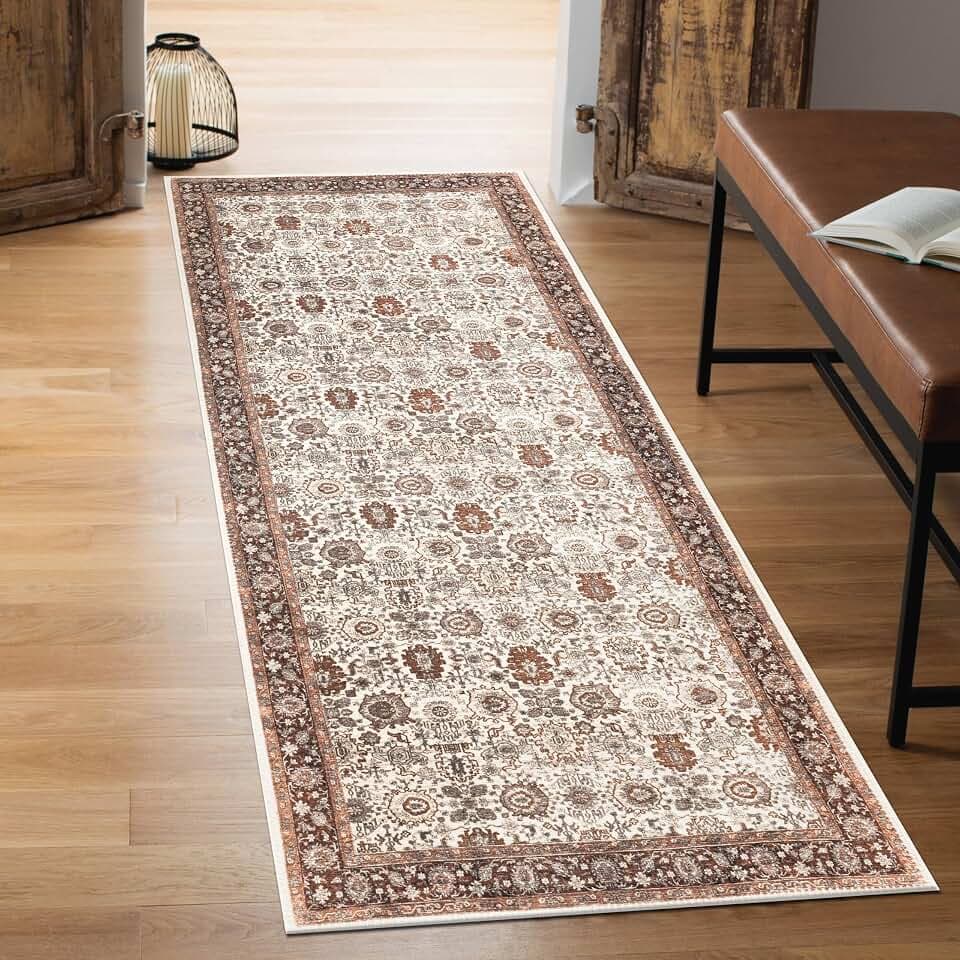 Keen Home Design Vintage Washable Runner Rug, Non-Slip Low Pile, 2x7