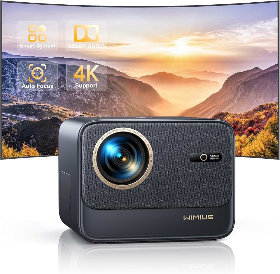 Beamer【Official Netflix & Dolby Audio】 28000 Lumen Autofokus/Trapezkorrektur WiFi6 Bluetooth Beamer Full HD 1080P, Unterstützung 4K 60Hz Video Beamer für Heimkino/Outdoor Handy Projektor