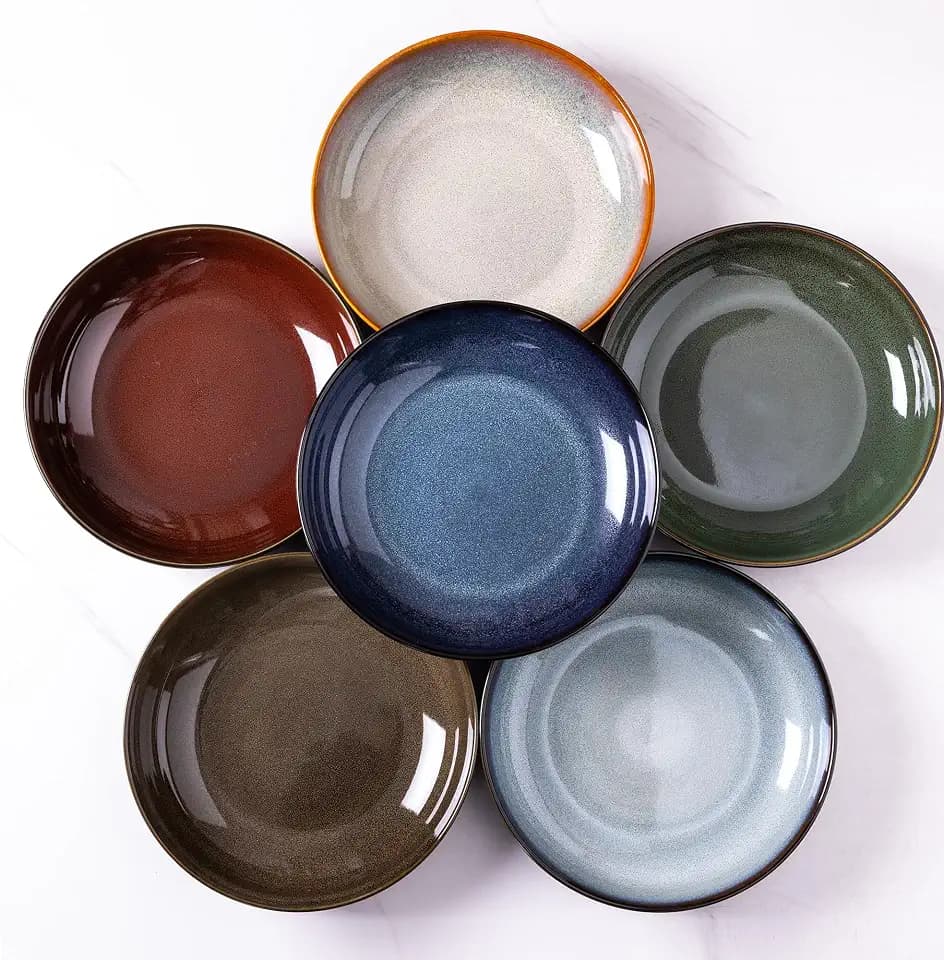 LERATIO 9.0" Ceramic Pasta Bowls Set of 6,38oz Large Stoneware Bowls Set