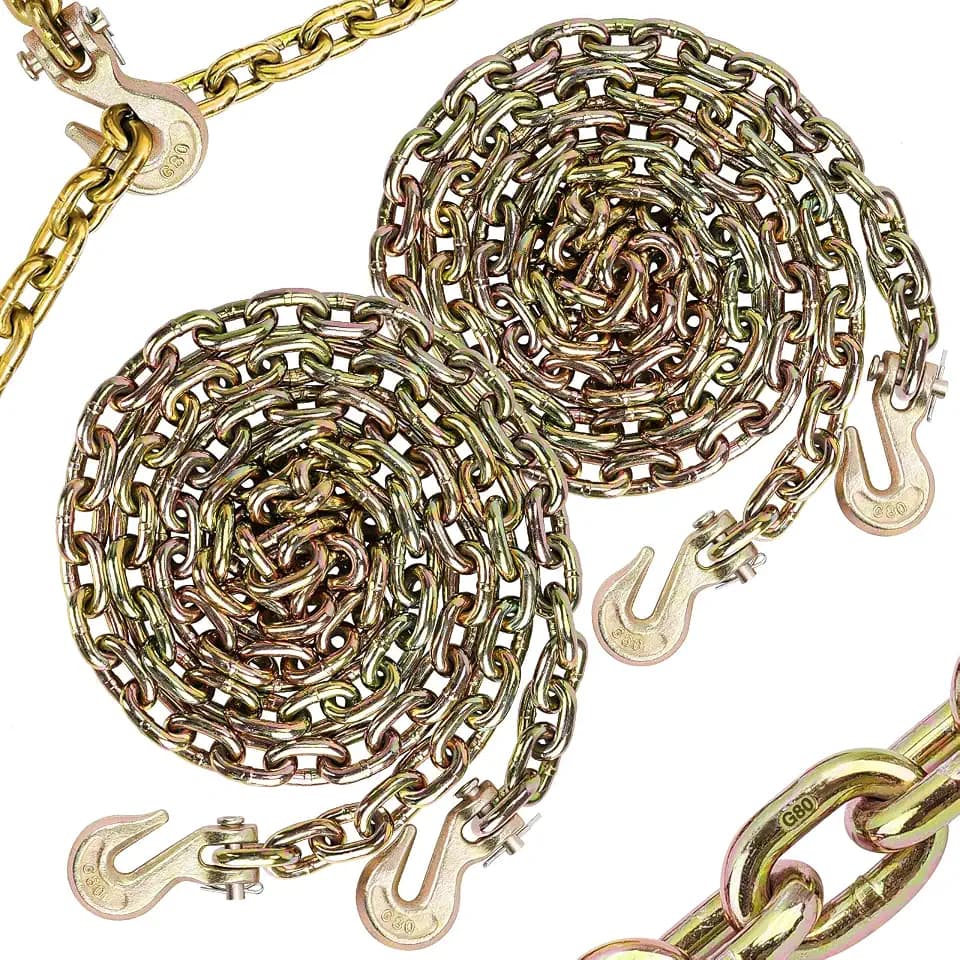 G80 Chain, 5/16" x 15' Safety Chain w/Grade 80 Clevis Grab Hooks