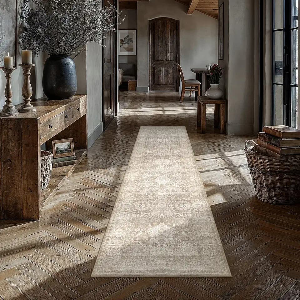 HUGEAR Hallway Runner Rugs 3x8 Beige Vintage Rug