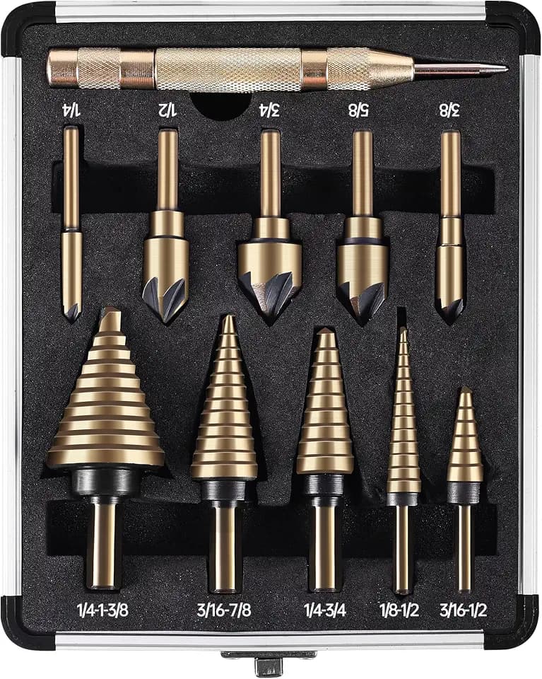 5Pcs Step Drill Bit & 5Pcs Countersink Drill Bit Set