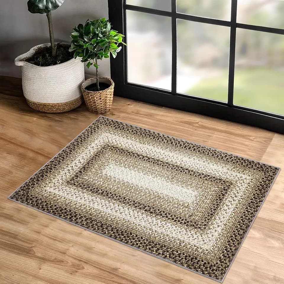 GarveeHome Entryway Rug - 2x3 Small Throw, Machine Washable, Non Slip, Boho Accent for Living Room, Taupe