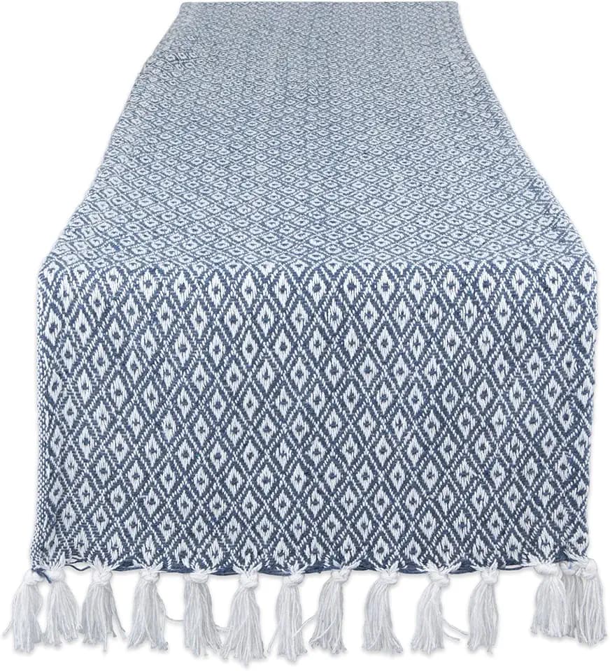 DII Farmhouse Mini Diamond Braided Table Runner, 15x108, French Blue